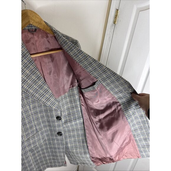 Vintage 1970s Sears Men’s Store Wool Sport Coat Blue Gray Check Plaid Men 36 - Picture 5 of 7